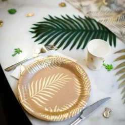 Clearance Arty Fêtes Factory Lot de 8 assiettes en carton kraft Tropi Chic palmier