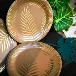 Clearance Arty Fêtes Factory Lot de 8 assiettes en carton kraft Tropi Chic palmier