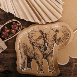 Lot de 8 assiettes Éléphant Safari Kraft|Arty Fêtes Factory Online