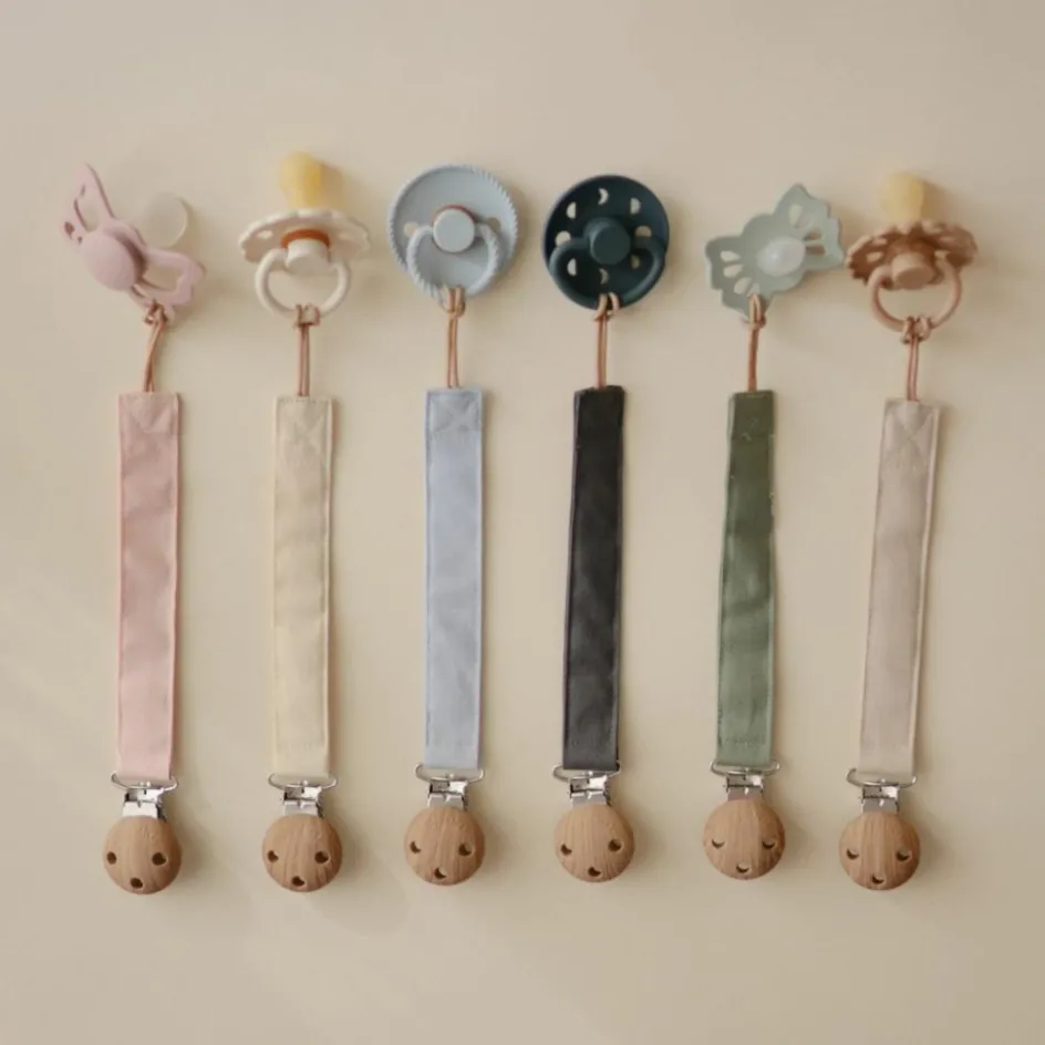 Lot de 2 attaches-sucettes en lin Blush-Cream|Mushie Clearance