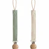 Hot Mushie Lot de 2 attaches-sucettes en lin Olive-Sand