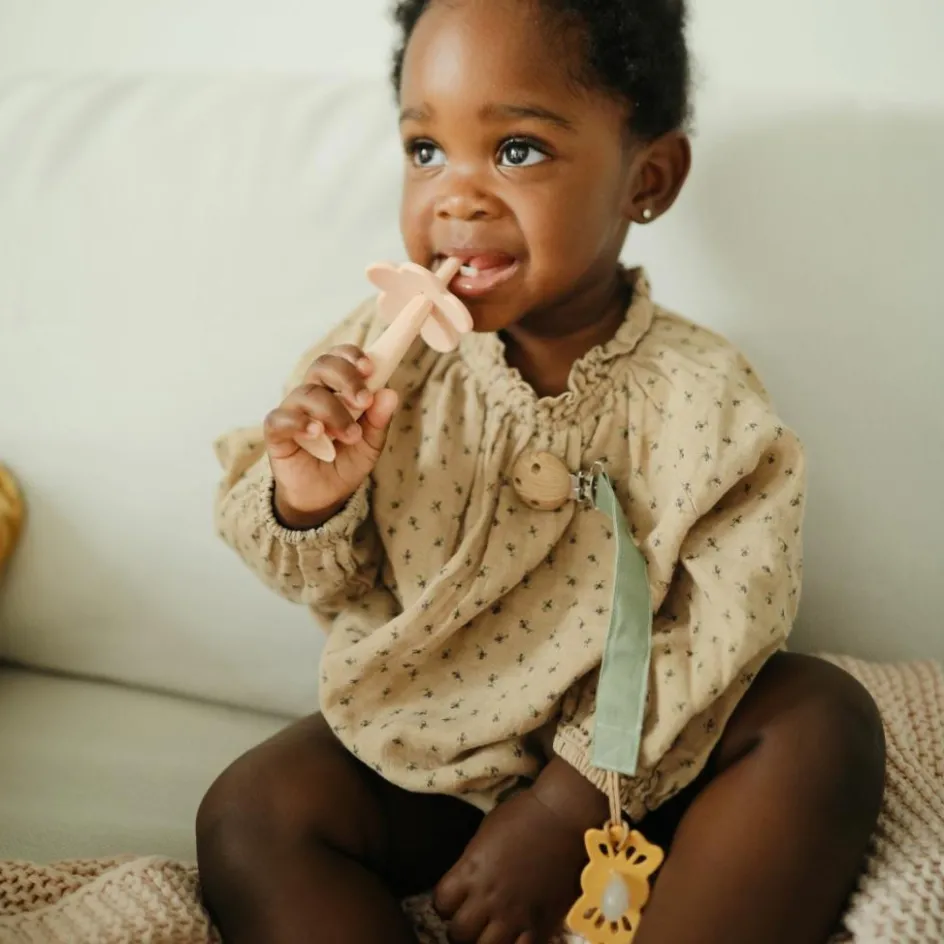 Hot Mushie Lot de 2 attaches-sucettes en lin Olive-Sand