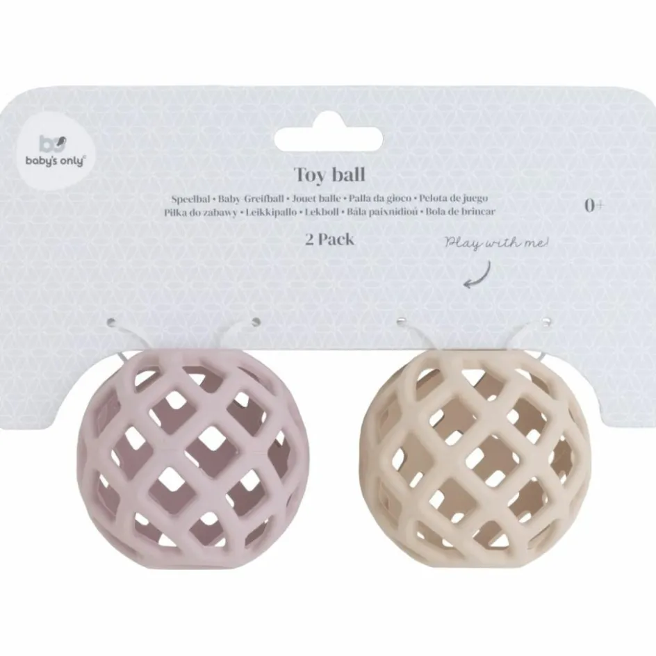 Lot de 2 balles de préhension Vieux Rose-Warm Linen|Baby's Only Hot