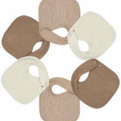 Trois Kilos Sept Lot de 6 bavoirs de naissance Nid d'abeille Beige-Choco