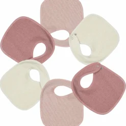 Outlet Trois Kilos Sept Lot de 6 bavoirs de naissance Nid d'abeille Rose