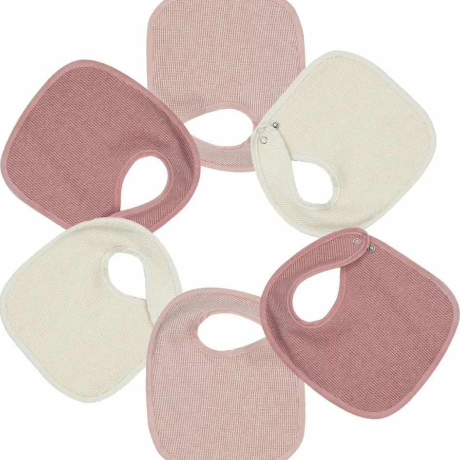 Outlet Trois Kilos Sept Lot de 6 bavoirs de naissance Nid d'abeille Rose
