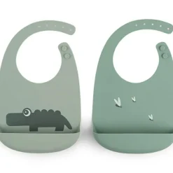 Clearance Done by Deer Lot de 2 bavoirs en silicone Croco Vert