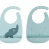Sale Done by Deer Lot de 2 bavoirs en silicone Elphee Bleu