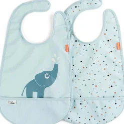 Sale Done by Deer Lot de 2 bavoirs imperméables à velcro Elphee Bleu