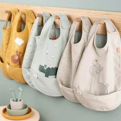 Sale Done by Deer Lot de 2 bavoirs imperméables à velcro Elphee Bleu