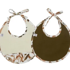 Clearance BB & Co Lot de 2 bavoirs naissance en gaze de coton Caramel Forest