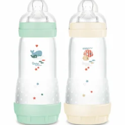 Lot de 2 biberons Easy Start anti-colique Menthe Tétine débit 3 (320ml)|MAM Clearance
