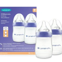 New Lansinoh Lot de 2 biberons et tétines Natural Wave® spécial allaitement (160 ml)