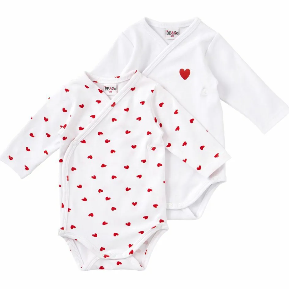 Lot de 2 bodys manches longues Mon petit coeur (6 mois)|BB & Co Outlet