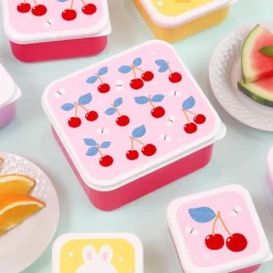 A Little Lovely Company Lot de 4 boîtes à goûter Cerises