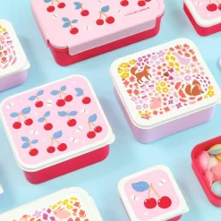 A Little Lovely Company Lot de 4 boîtes à goûter Cerises