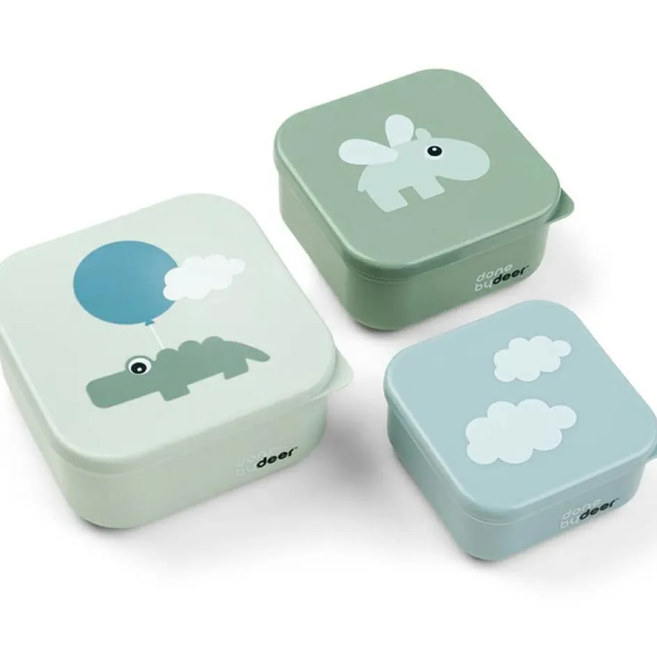 Outlet Done by Deer Lot de 3 boîtes à goûter Happy clouds vert