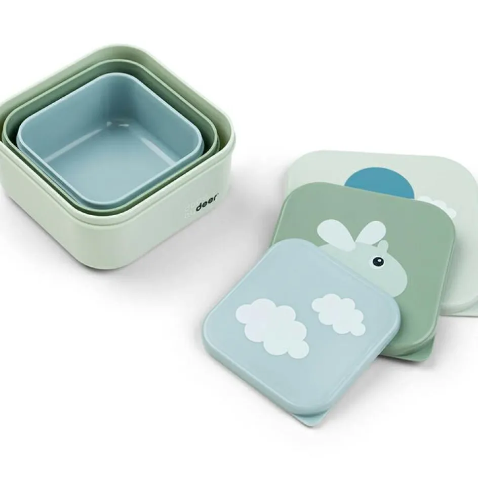 Outlet Done by Deer Lot de 3 boîtes à goûter Happy clouds vert