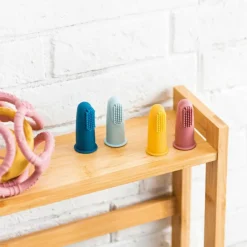 Hot Nattou Lot de 2 brosses à dents à doigt bleu + étui de protection