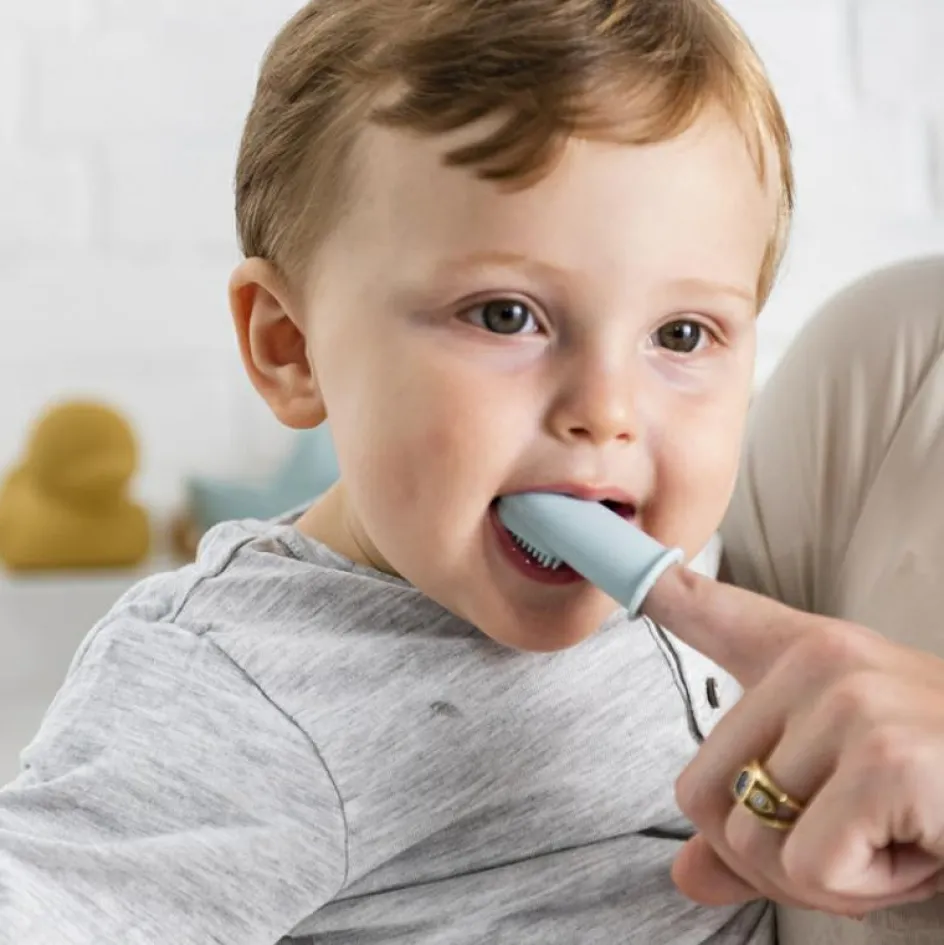 Hot Nattou Lot de 2 brosses à dents à doigt bleu + étui de protection