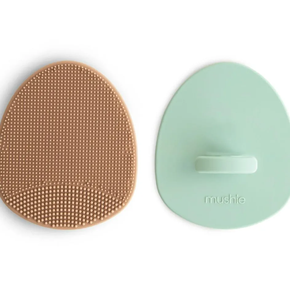 Online Mushie Lot de 2 brosses pour croûtes de lait Natural-Cambridge Blue