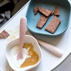 Béaba Lot de 2 cuillères silicone 1er âge avec boîte de transport Duo barbe à papa