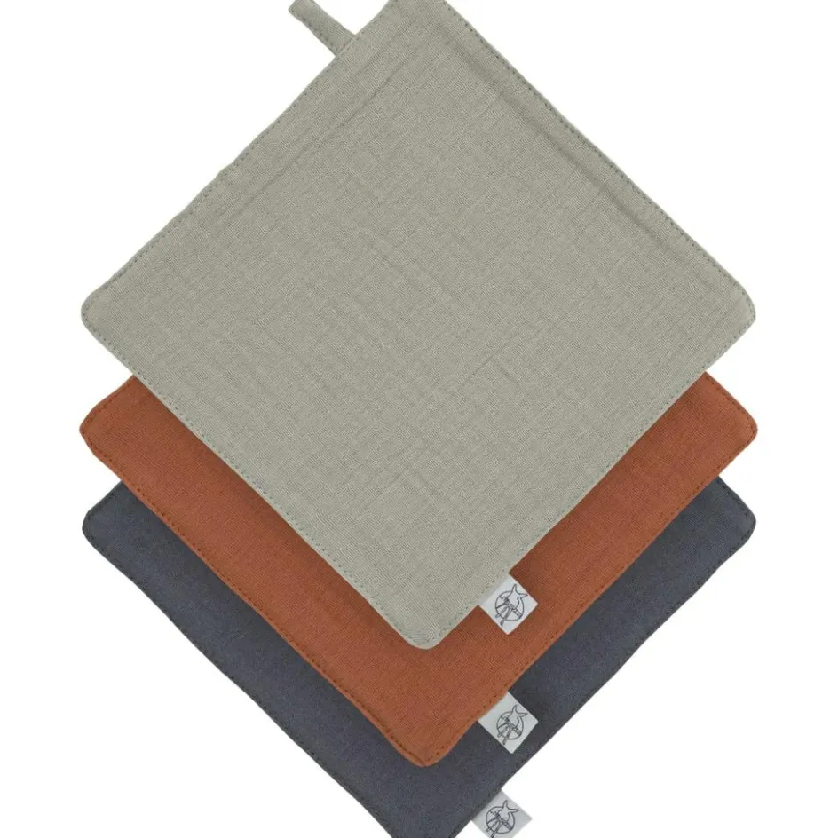 Clearance Lässig Lot de 3 débarbouillettes olive-rouille-anthracite
