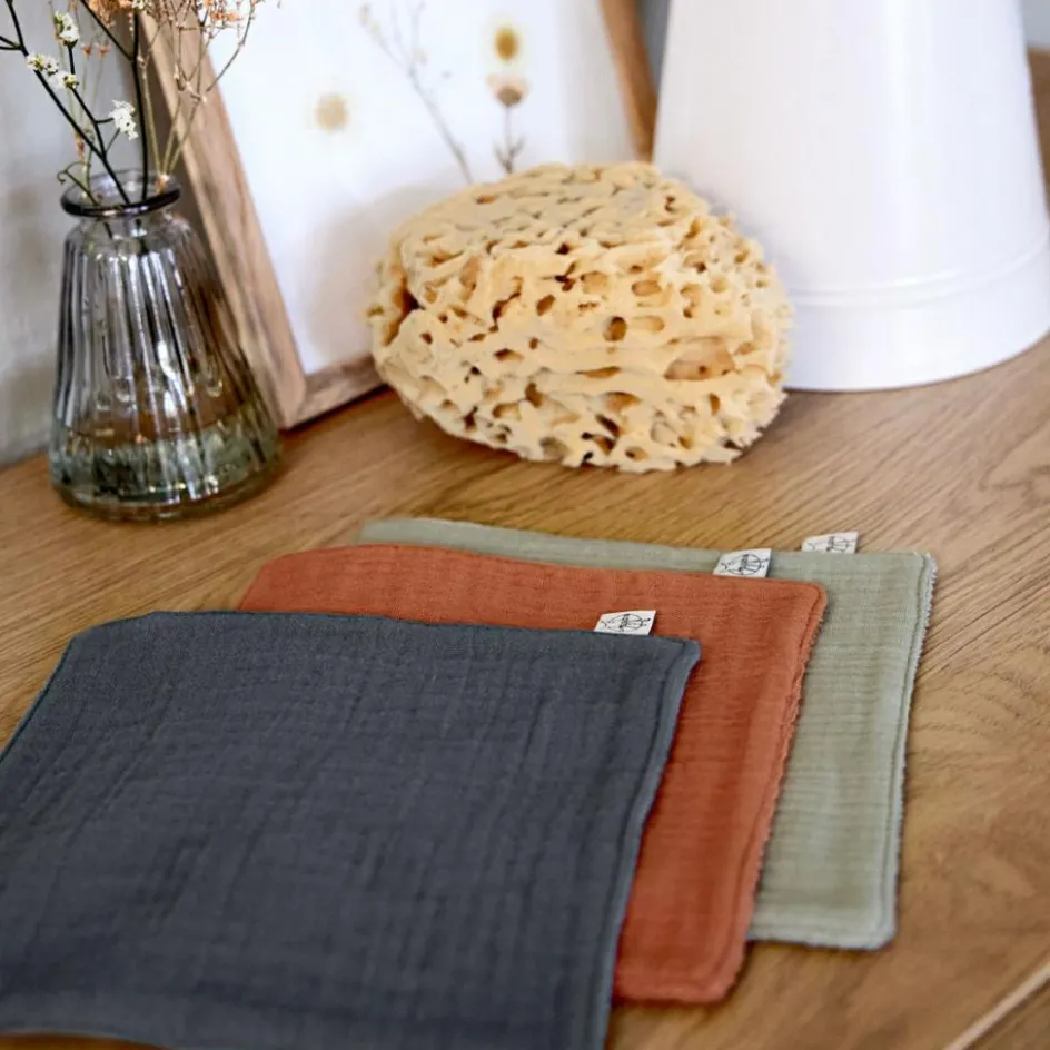 Clearance Lässig Lot de 3 débarbouillettes olive-rouille-anthracite