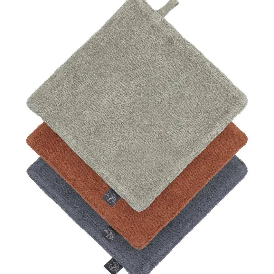 Clearance Lässig Lot de 3 débarbouillettes olive-rouille-anthracite