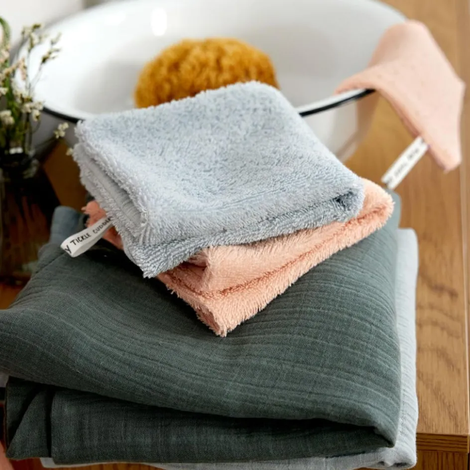 Lot de 3 débarbouillettes Pois rose-pêche|Lässig Online