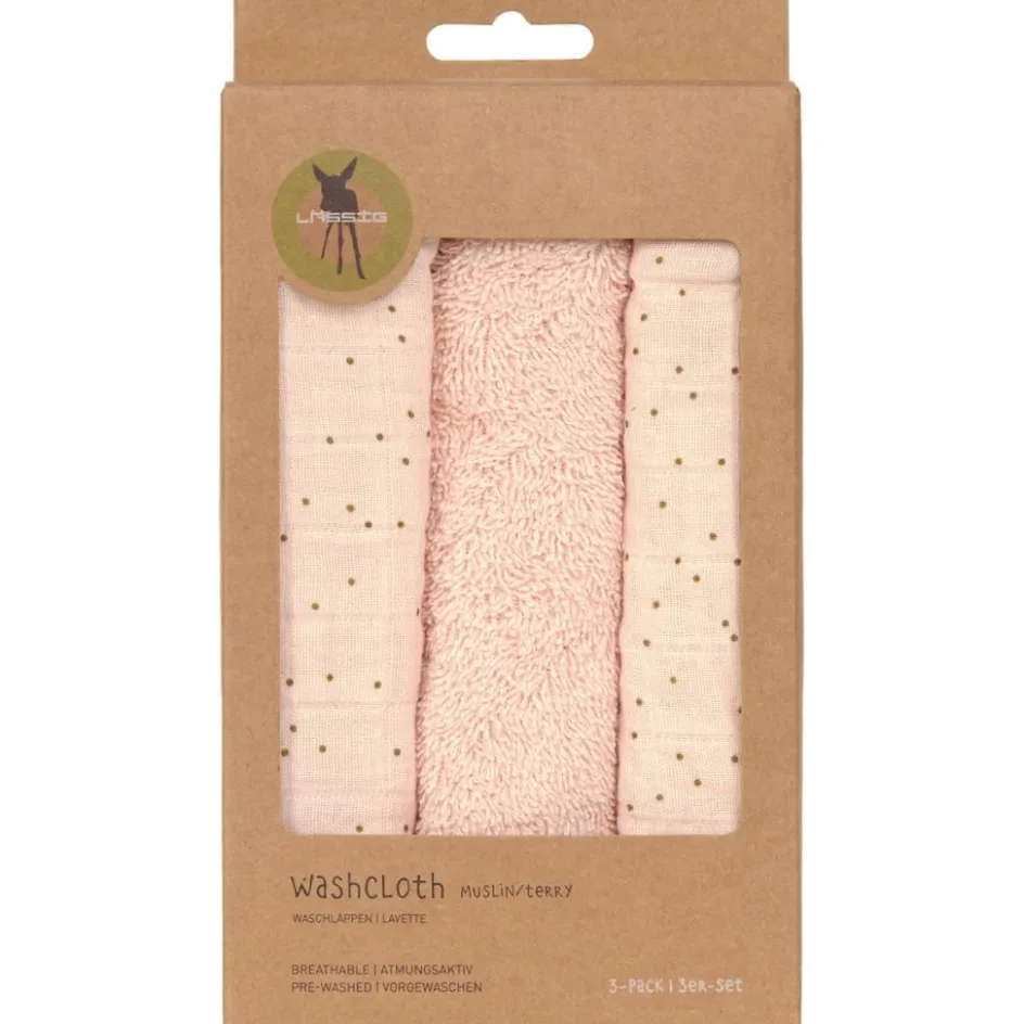 Lot de 3 débarbouillettes Pois rose-pêche|Lässig Online