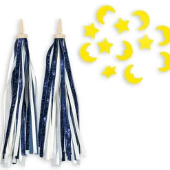 Lot de 2 décorations pour guidon vélo enfant Dark Blue Glitter|Konges Slojd