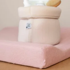 Trois Kilos Sept Lot de 2 housses de matelas à langer Ecru-Rose poudre (70 x 50 cm)