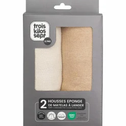 Best Trois Kilos Sept Lot de 2 housses de matelas à langer Ecru-Sable (70 x 50 cm)