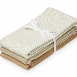 Best Cam Cam Copenhagen Lot de 3 langes en coton bio Mix Classic Stripes Camel (70 x 70 cm)