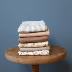 Best Cam Cam Copenhagen Lot de 3 langes en coton bio Mix Classic Stripes Camel (70 x 70 cm)