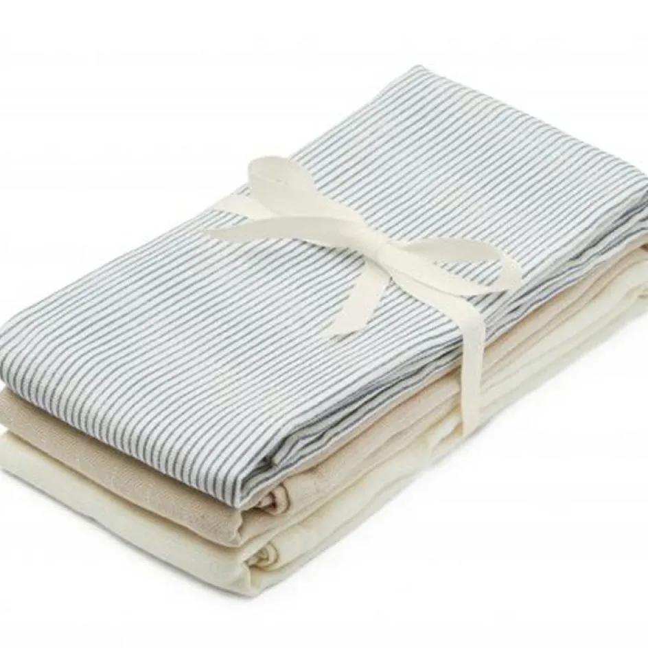 Lot de 3 langes en coton bio Classic Stripes Blue (70 x 70 cm)|Cam Cam Copenhagen Hot