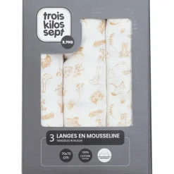Sale Trois Kilos Sept Lot de 3 langes en mousseline Wonderfull (70 x 70 cm)