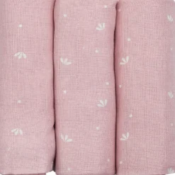 Outlet Trois Kilos Sept Lot de 3 langes en mousseline Pétales de Roses (70 x 70 cm)