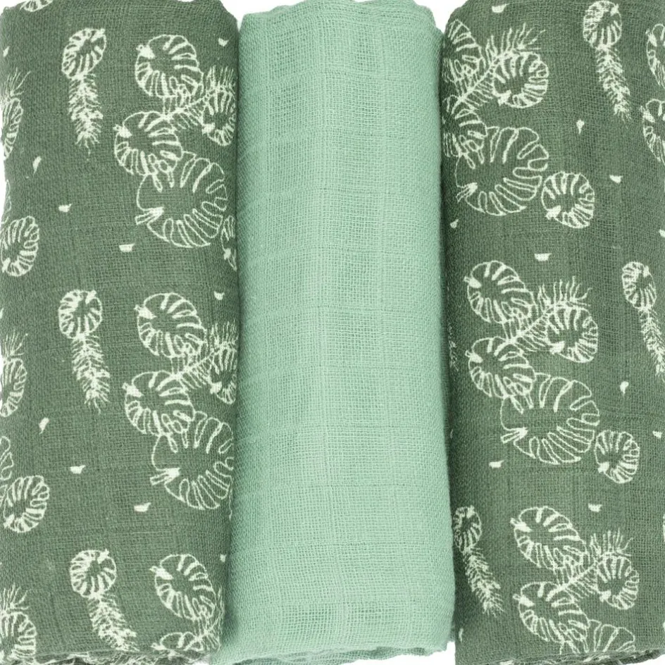 Best Trois Kilos Sept Lot de 3 langes en mousseline de coton Feuille (70 x 70 cm)