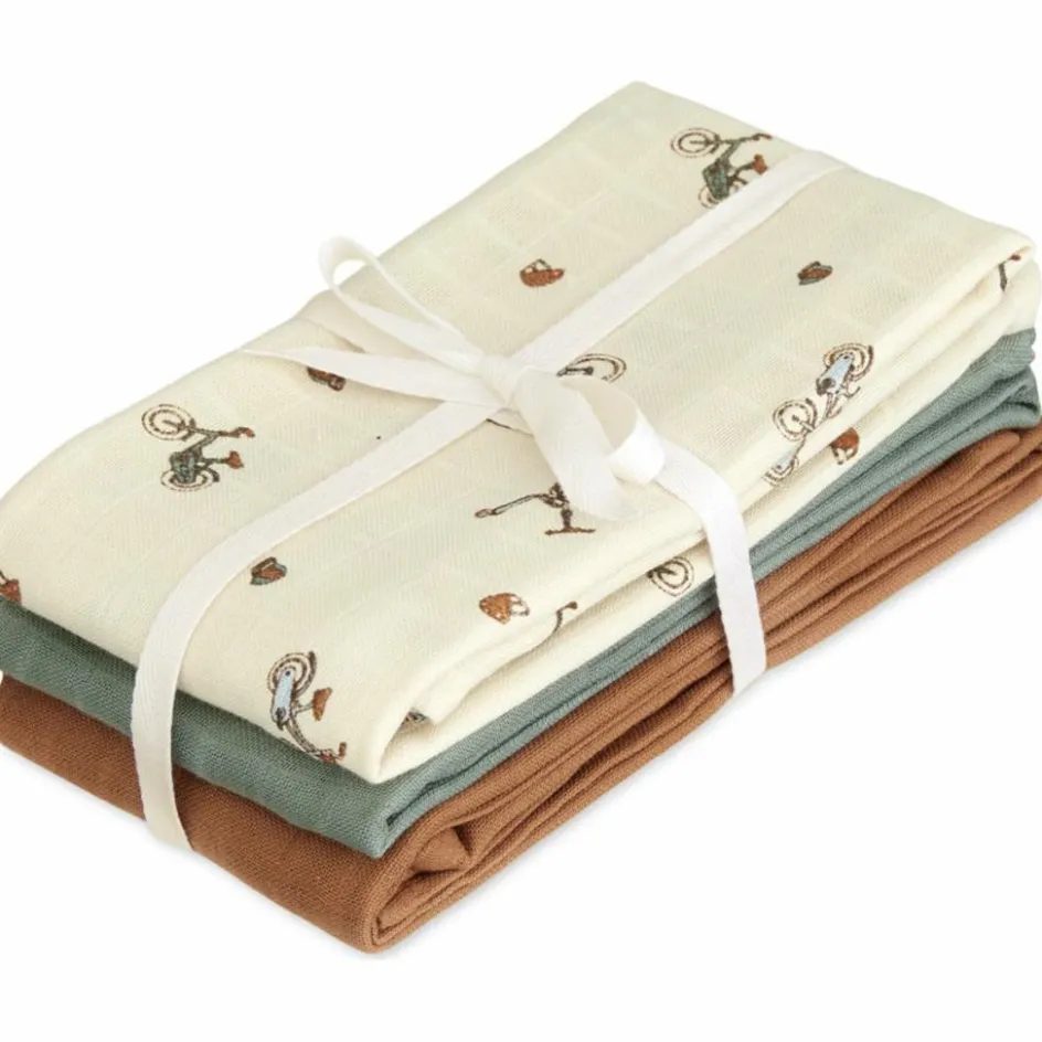 Cam Cam Copenhagen Lot de 3 langes en mousseline Bicycles (70 x 70 cm)