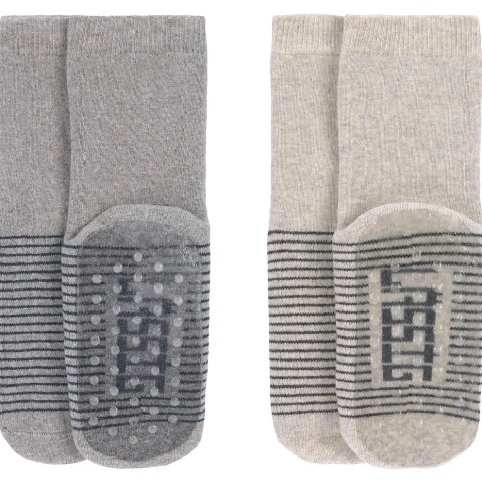 Lot de 2 paires de chaussettes antidérapantes en coton bio gris (pointure 23-26)|Lässig Hot