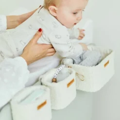 Lot de 3 paniers à suspendre table à langer Teddy écru|Childhome Clearance