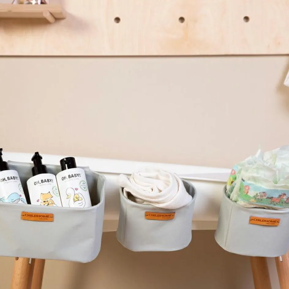 Lot de 3 paniers à suspendre table à langer Evolux gris clair|Childhome