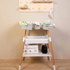 Lot de 3 paniers à suspendre table à langer Evolux gris clair|Childhome