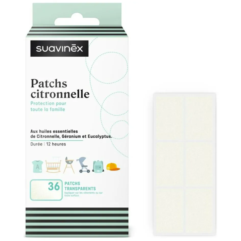 Lot de 36 patchs à la citronnelle anti-moustique|Suavinex Discount