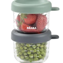 Clearance Béaba Lot de 2 portions verre 150 ml Mineral-Sage green