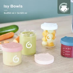 Lot de 9 pots de conservation Isy Bowls (6 x 250ml + 3 x 120ml)|Babymoov Hot