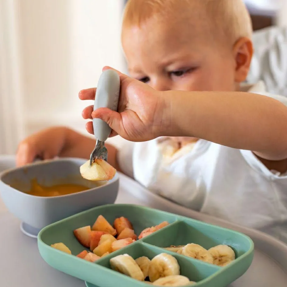 Sale Béaba Lot de 2 pré-couverts inox gris velours