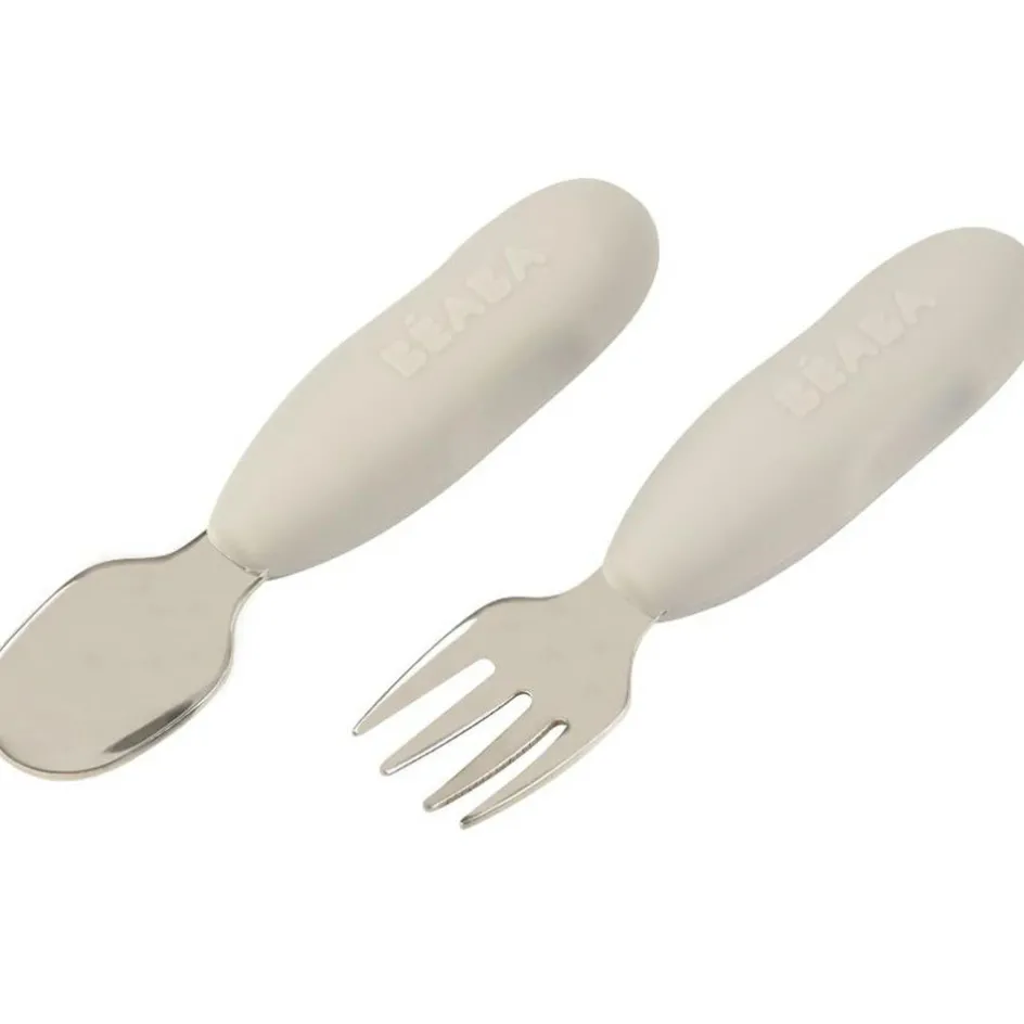Sale Béaba Lot de 2 pré-couverts inox gris velours